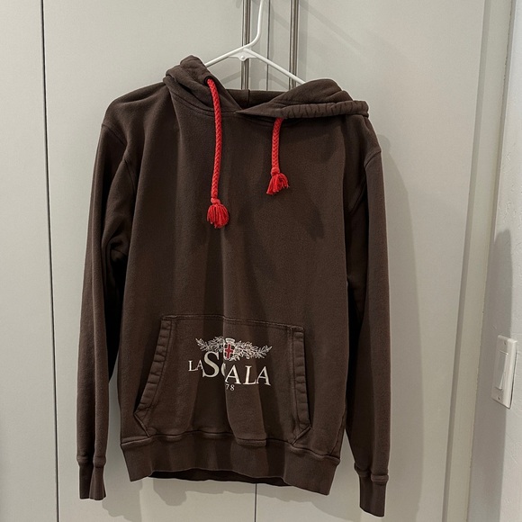Scala Dark Brown Hoodie with Red Accents - Picture 1 of 4